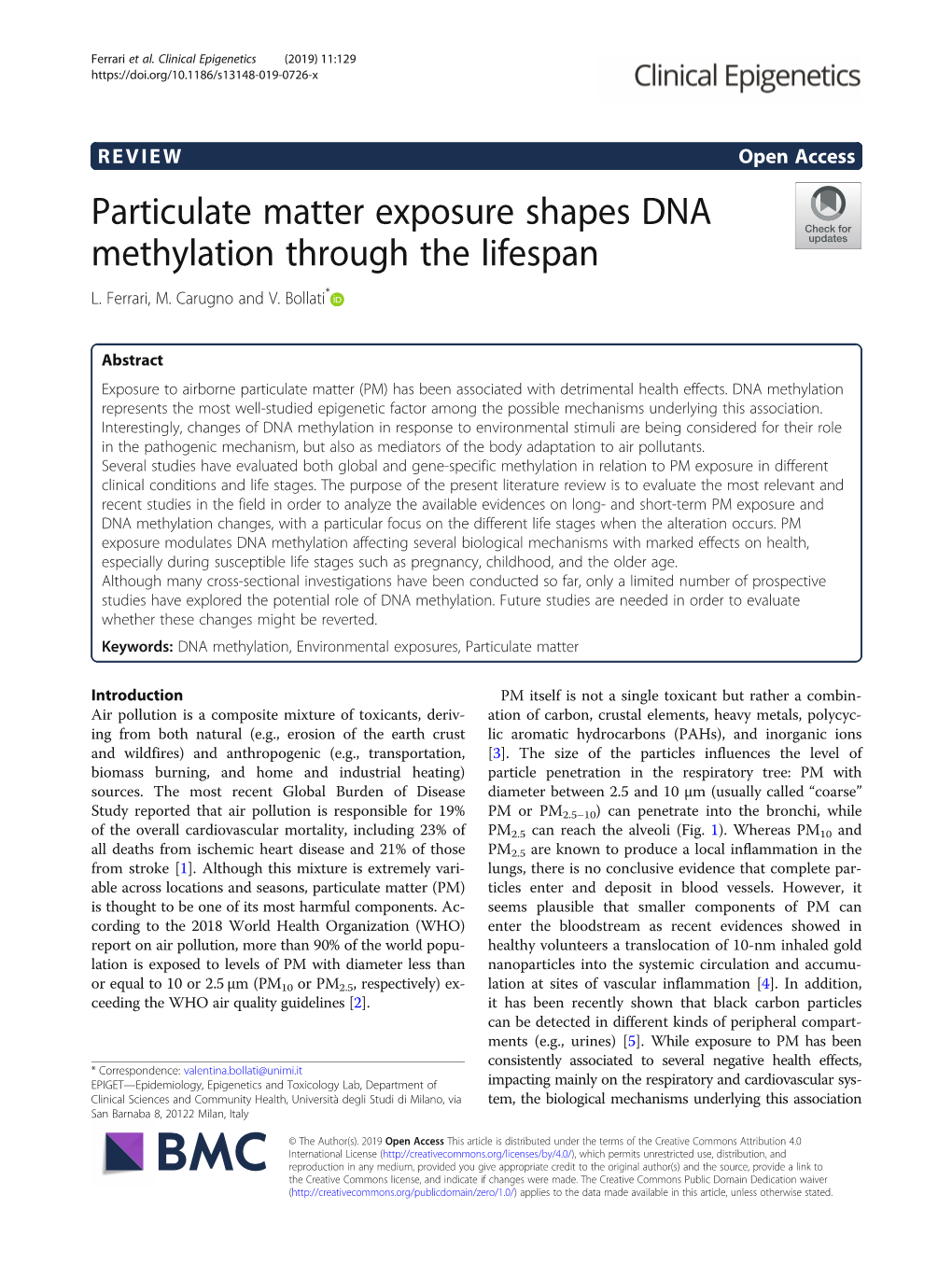 Particulate Matter Exposure Shapes DNA Methylation Through the Lifespan L