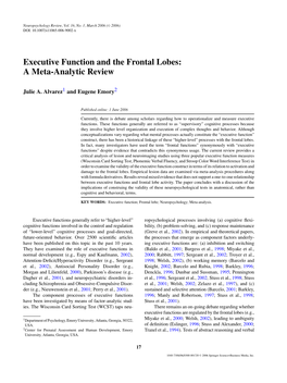 Executive Function and the Frontal Lobes: a Meta-Analytic Review