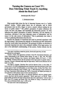 Turning the Camera on Court TV: Does Televising Trials Teach Us Anything About the Real Law?