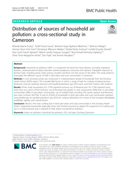 Distribution of Sources of Household Air Pollution: a Cross-Sectional Study in Cameroon