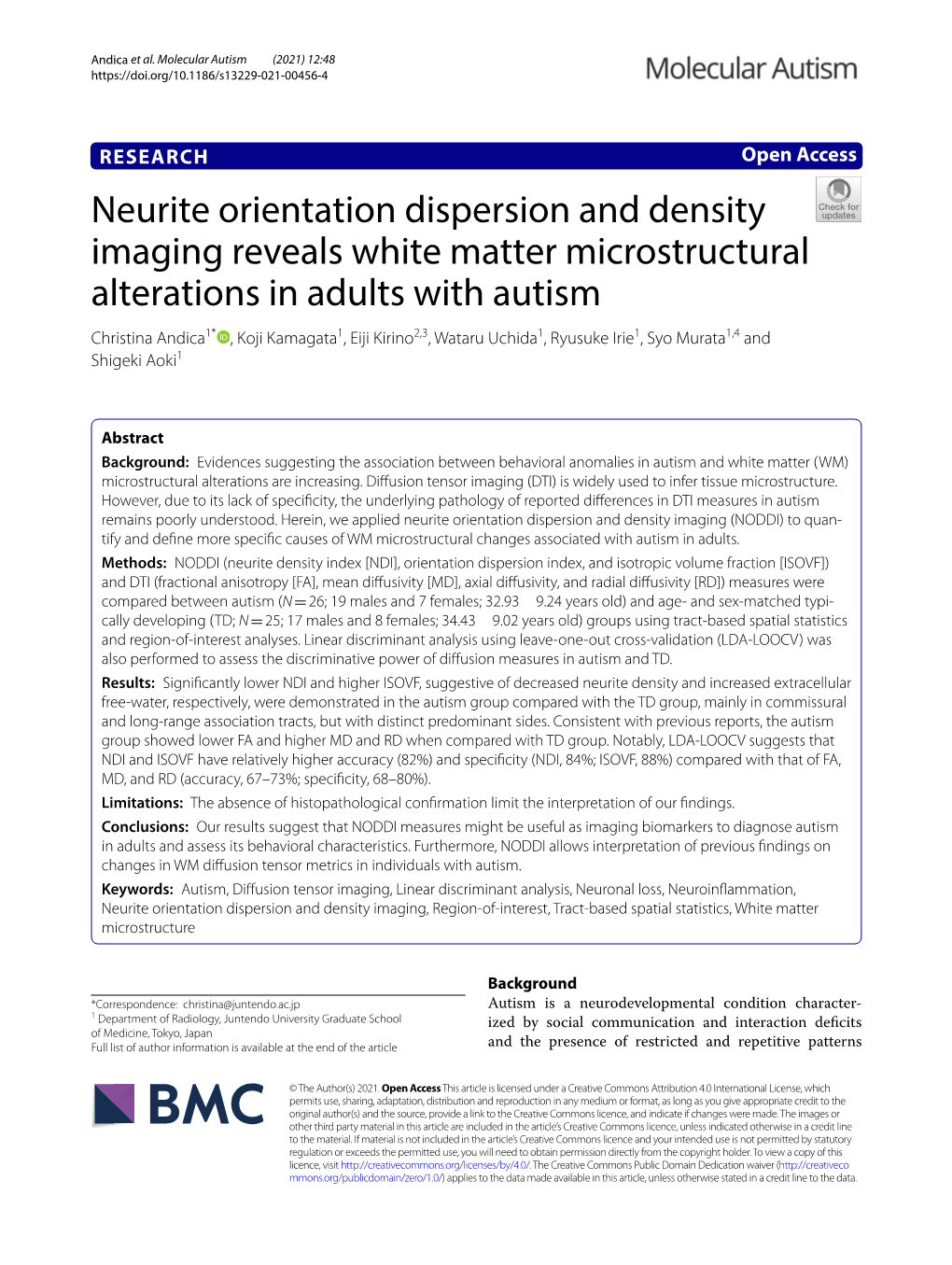 Neurite Orientation Dispersion and Density Imaging Reveals White