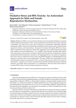 Oxidative Stress and BPA Toxicity: an Antioxidant Approach for Male and Female Reproductive Dysfunction