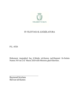 It-Tlettax-Il Leġiżlatura Pl 4526