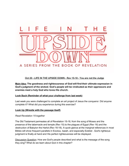 Oct 20 - LIFE in the UPSIDE DOWN - Rev 15-18 - You Are Not the Judge