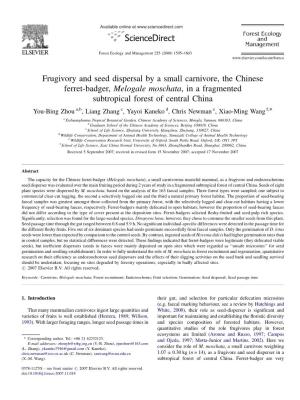 Frugivory and Seed Dispersal by a Small Carnivore, the Chinese Ferret