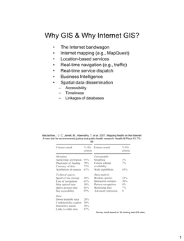Why GIS & Why Internet GIS?