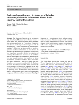 Facies and Synsedimentary Tectonics on a Badenian Carbonate Platform in the Southern Vienna Basin (Austria, Central Paratethys)