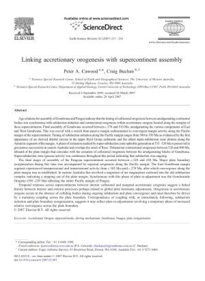 Linking Accretionary Orogenesis with Supercontinent Assembly ⁎ Peter A