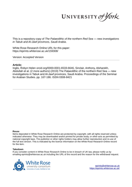 The Palaeolithic of the Northern Red Sea — New Investigations in Tabuk and Al-Jawf Provinces, Saudi Arabia