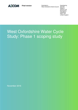 West Oxfordshire Water Cycle Study: Phase 1 Scoping Study