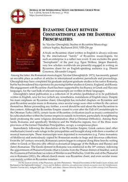 Byzantine Chant Between Constantinople and the Danubian