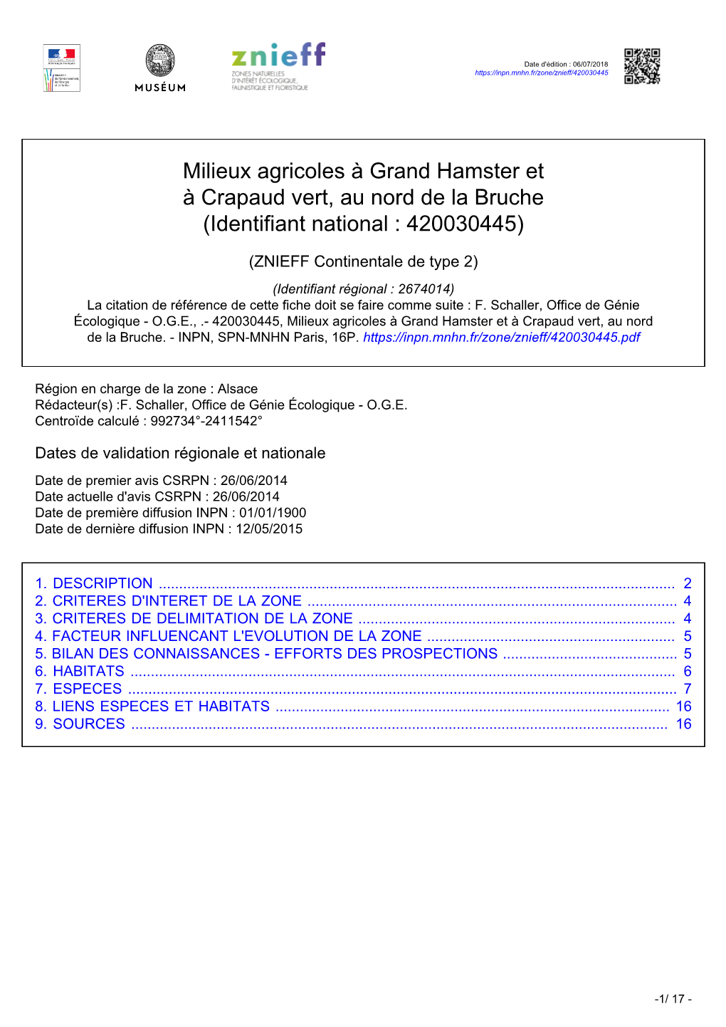 Milieux Agricoles À Grand Hamster Et À Crapaud Vert, Au Nord De La Bruche (Identifiant National : 420030445)