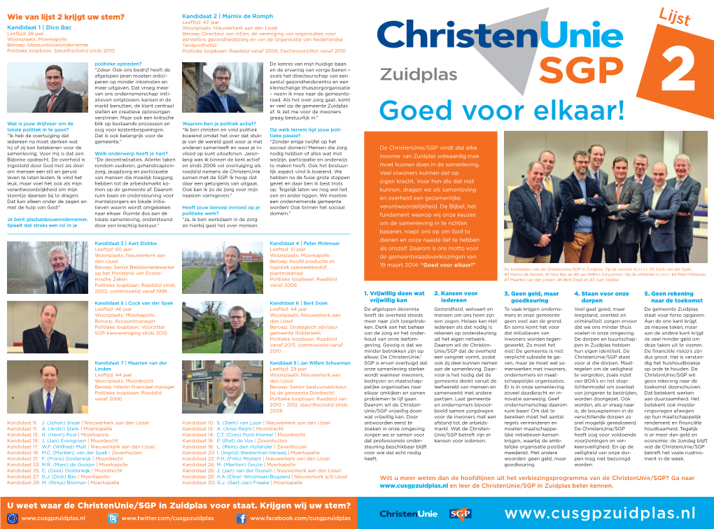 En Leer De Christenunie/SGP in Zuidplas Beter Kennen