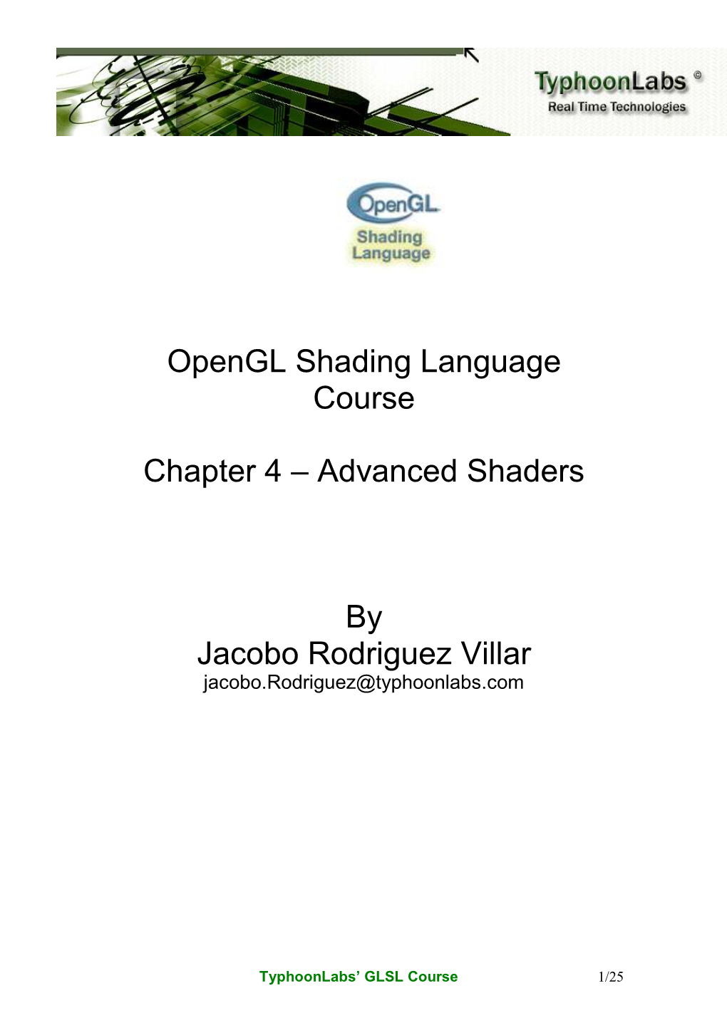 Opengl Shading Language Course Chapter 4 – Advanced Shaders By