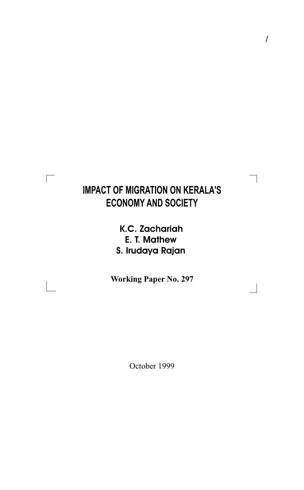 Impact of Migration on Kerala's Economy and Society
