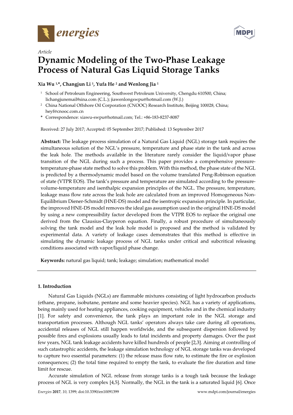 Dynamic Modeling of the Two-Phase Leakage Process of Natural Gas Liquid Storage Tanks