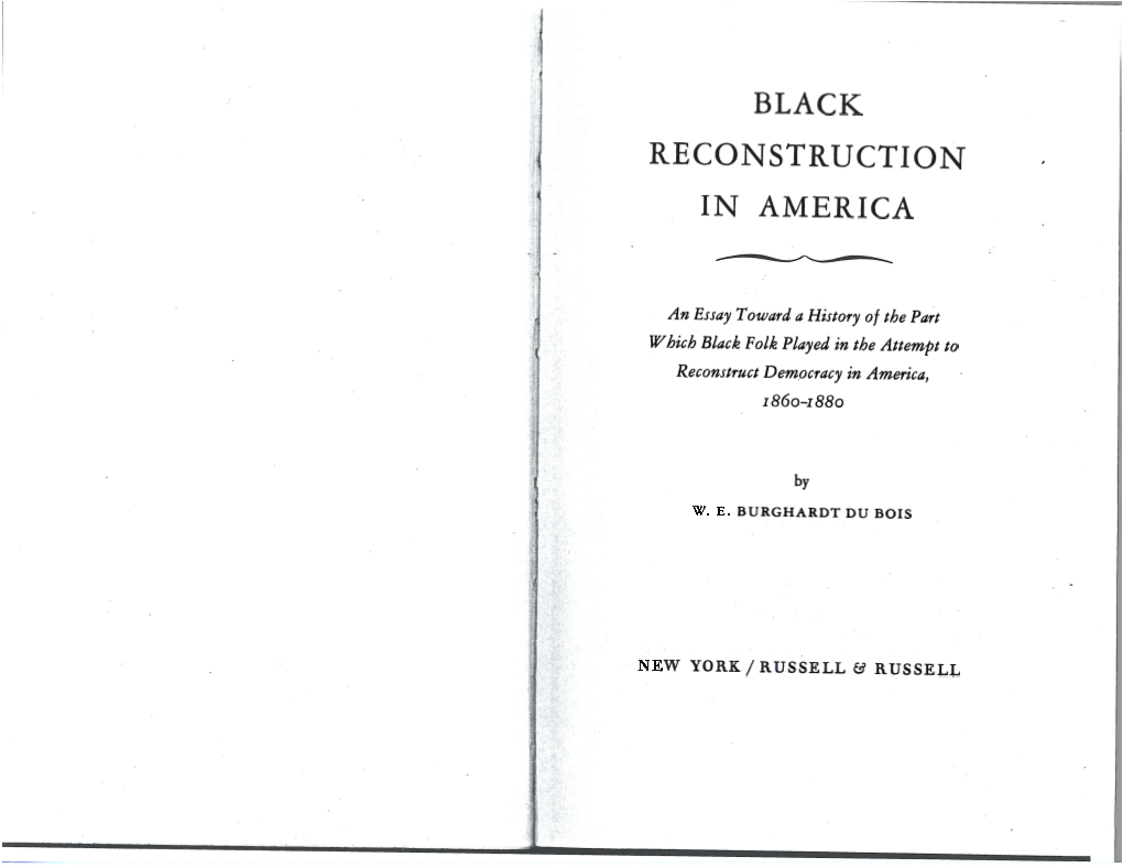 Black Reconstruction in America