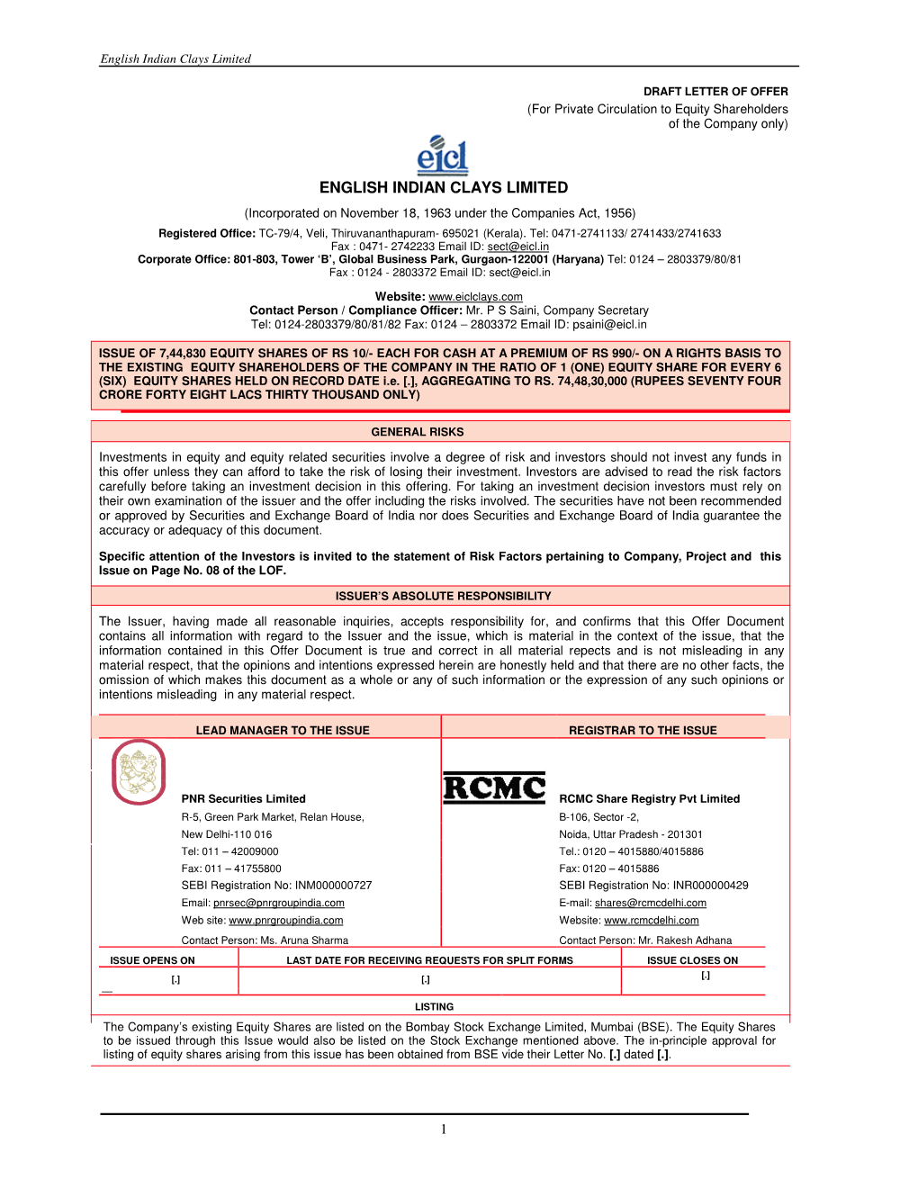 English Indian Clays Limited