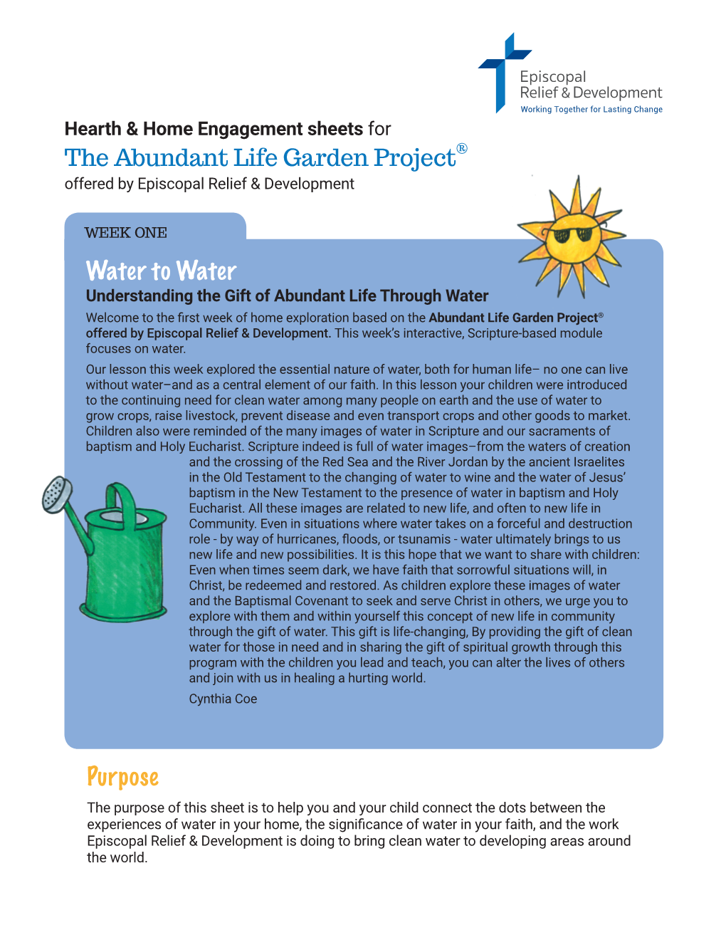 Water to Water Purpose the Abundant Life Garden Project®