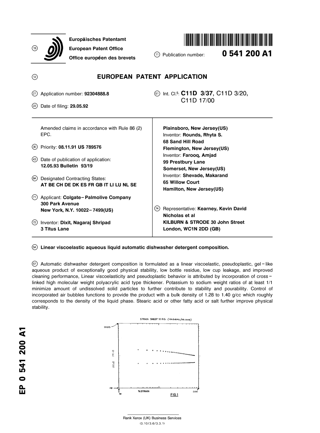 Linear Viscoelastic Aqueous Liquid Automatic Dishwasher Detergent Composition