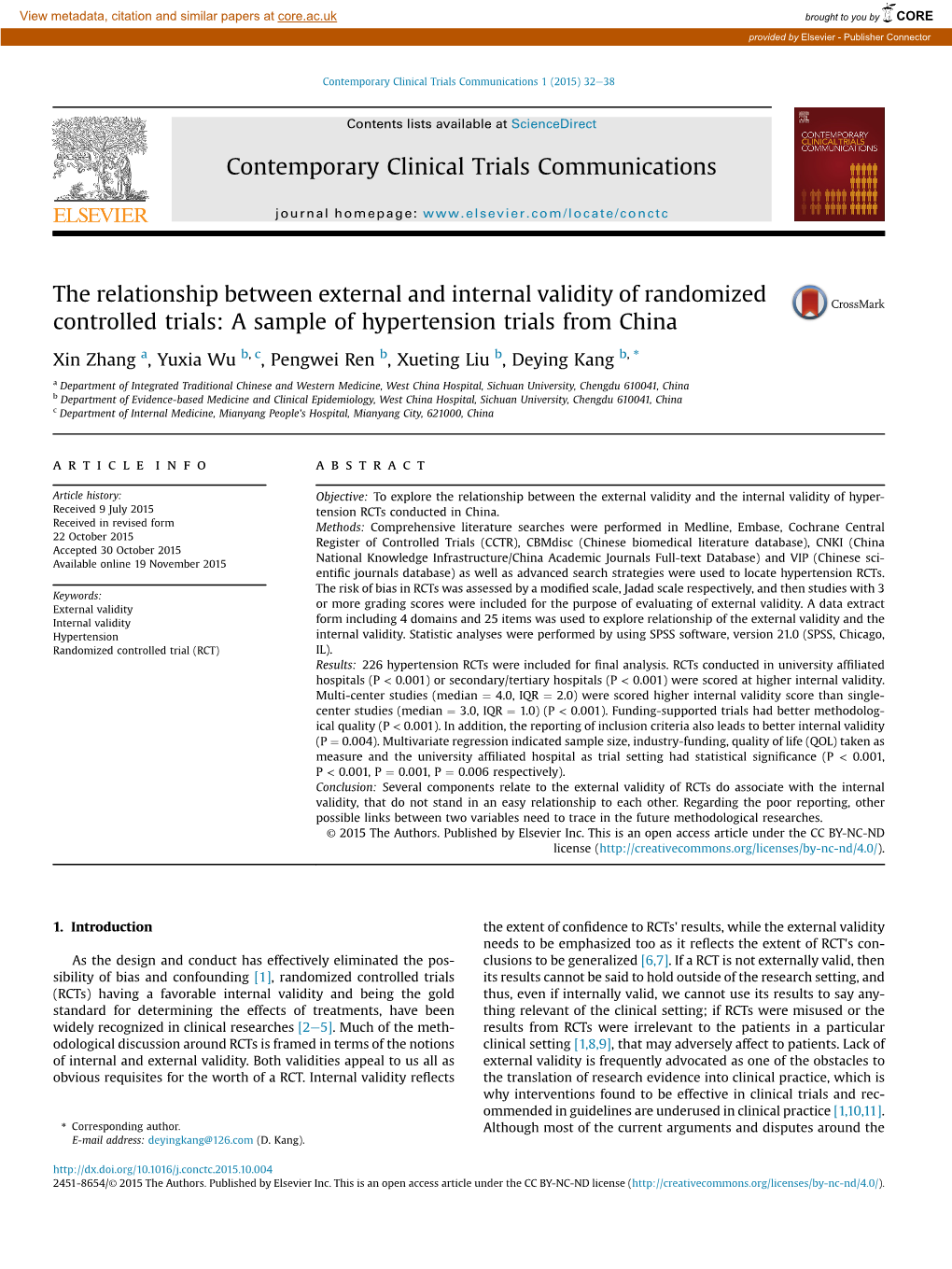 External and Internal Validity of Randomized Controlled Trials: a Sample of Hypertension Trials from China