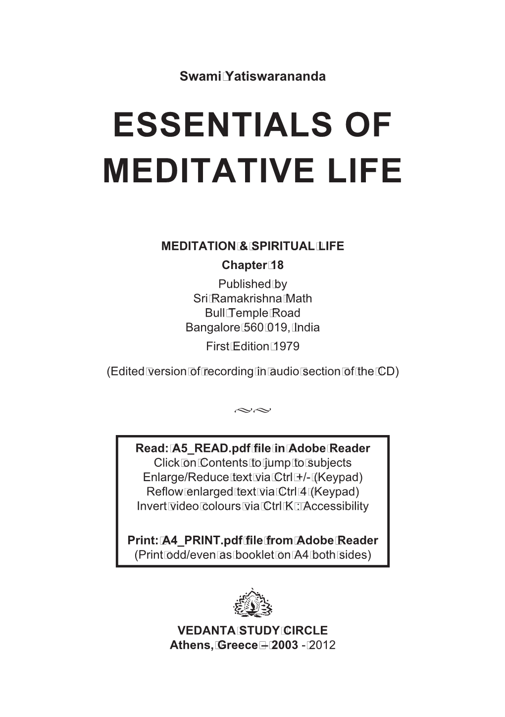 Essentials of Meditative Life 5