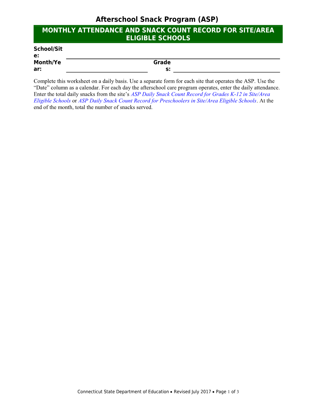 Weekly Snack Production Record