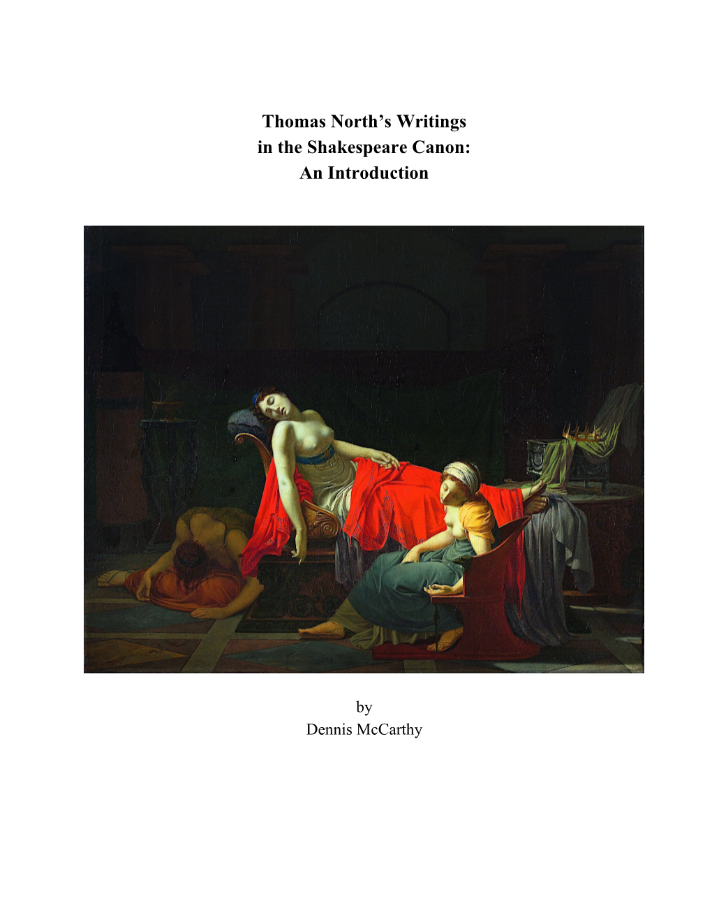 Thomas North's Writings in the Shakespeare Canon