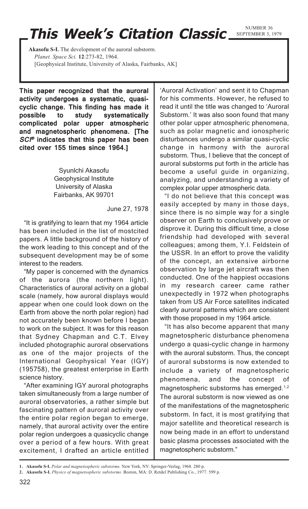 Akasofu S-I. the Development of the Auroral Substorm. Planet. Space Sci