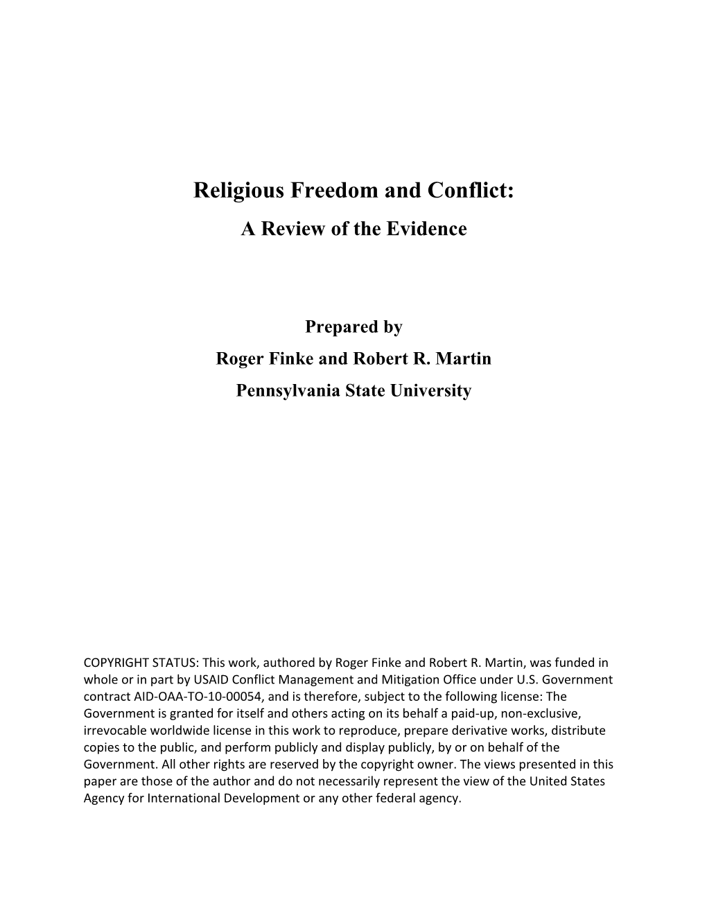 Religious Freedom and Conflict: a Review of the Evidence