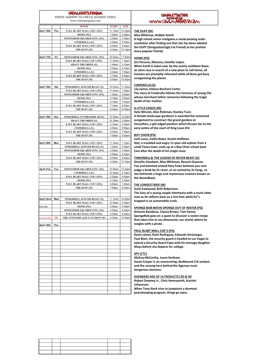 PROGRAM CINEMA AUGUSTA APRIL 16TH 2015 4.Xlsx