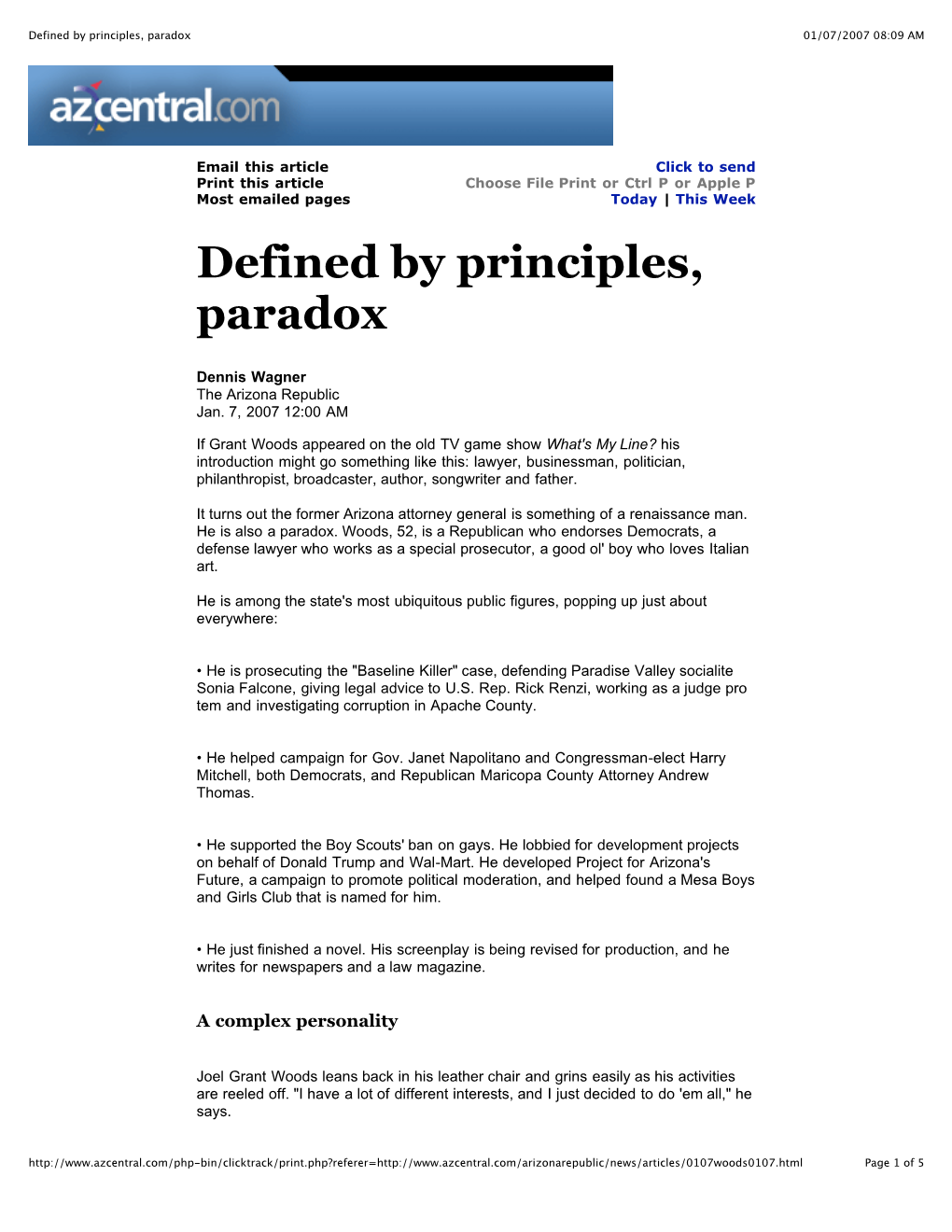 Grant Woods Defined by Principles, Paradox