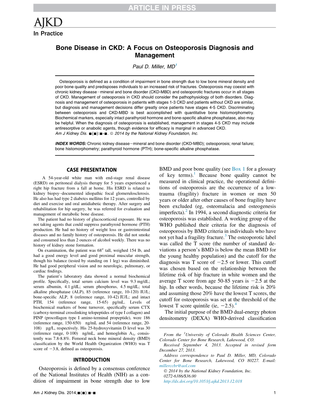 Bone Disease in CKD: a Focus on Osteoporosis Diagnosis and Management