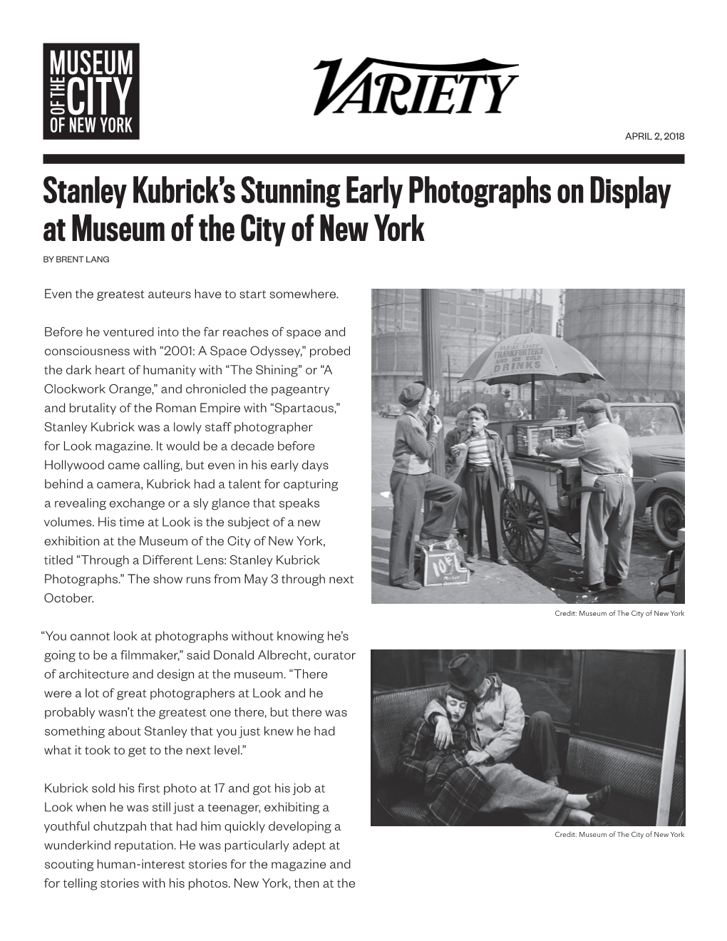 Stanley Kubrick's Stunning Early Photographs on Display at Museum