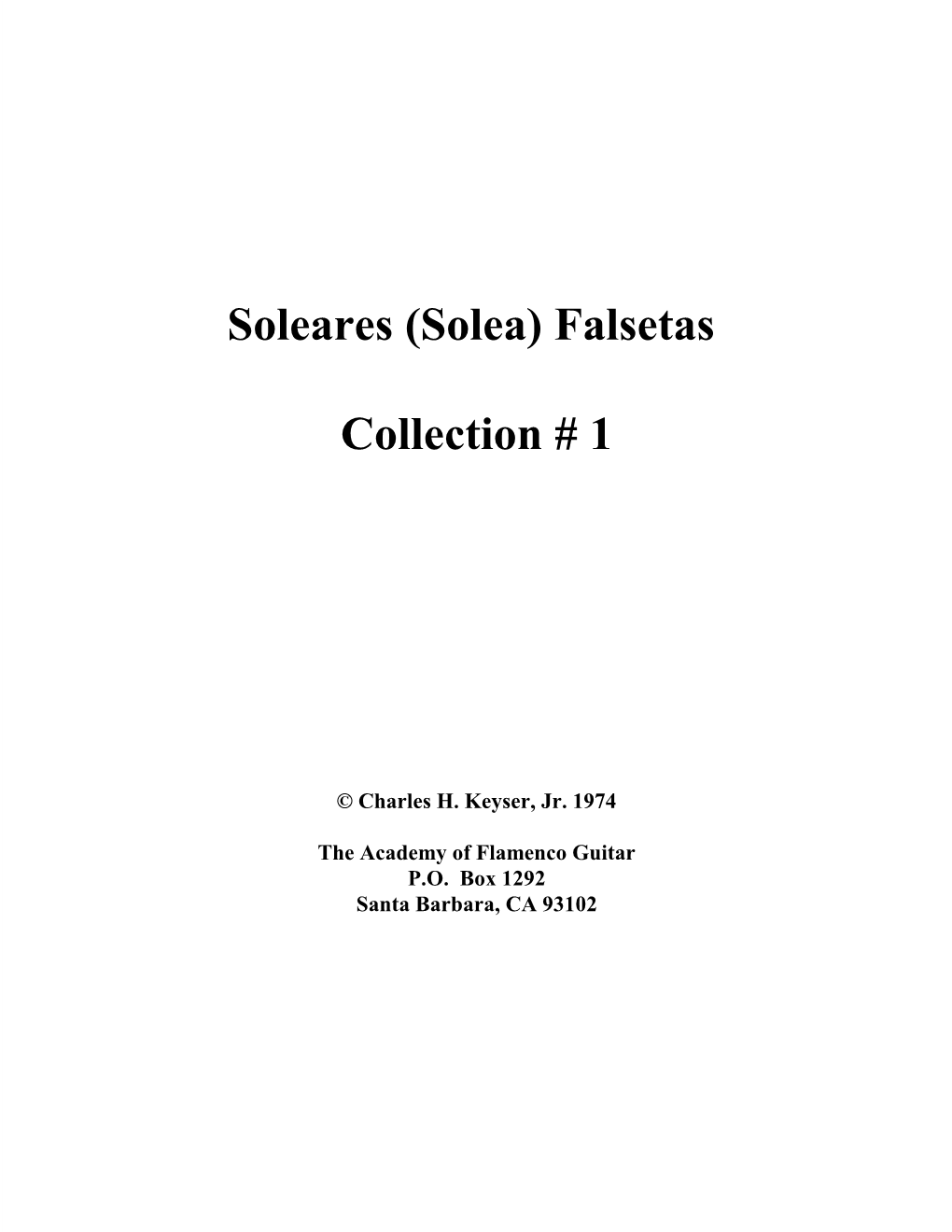 Soleares (Solea) Falsetas Collection