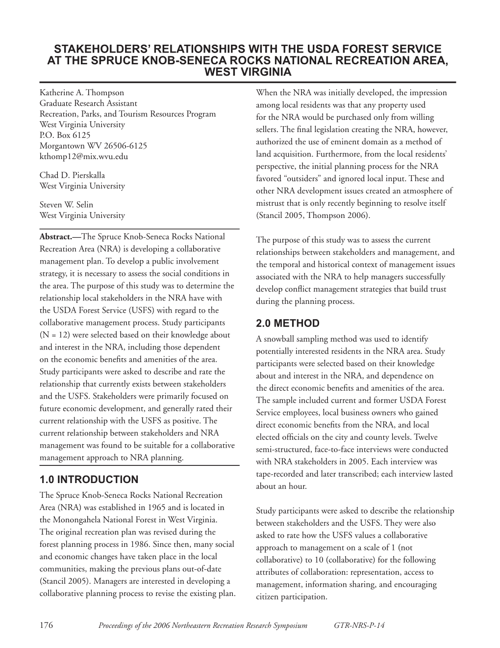 Stakeholders' Relationships with the Usda Forest Service at the Spruce