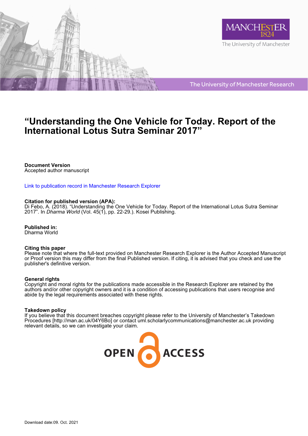 Understanding the One Vehicle for Today (Report International Lotus