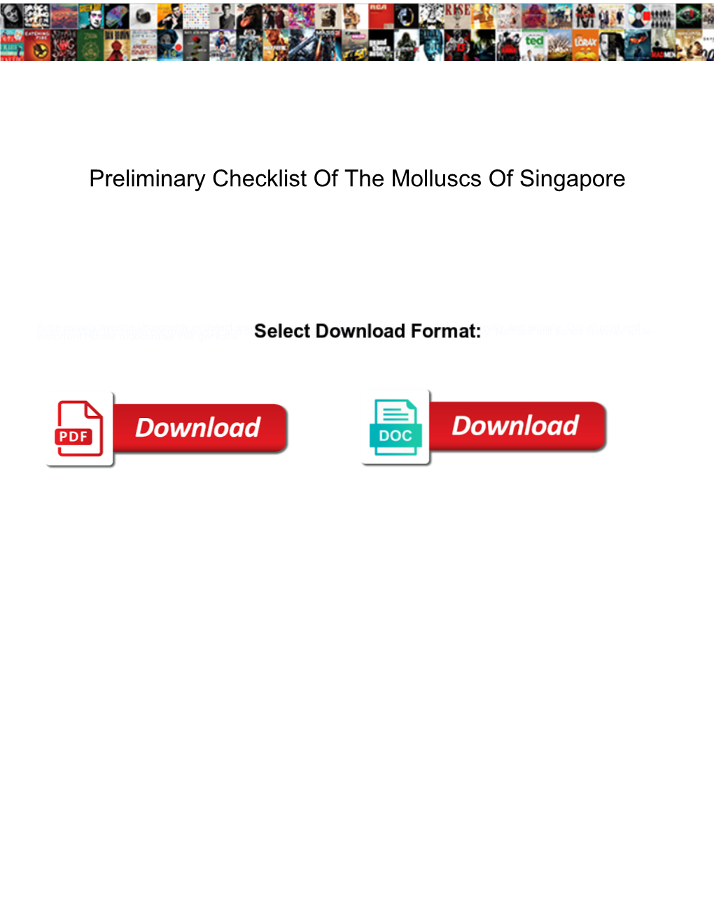 Preliminary Checklist of the Molluscs of Singapore