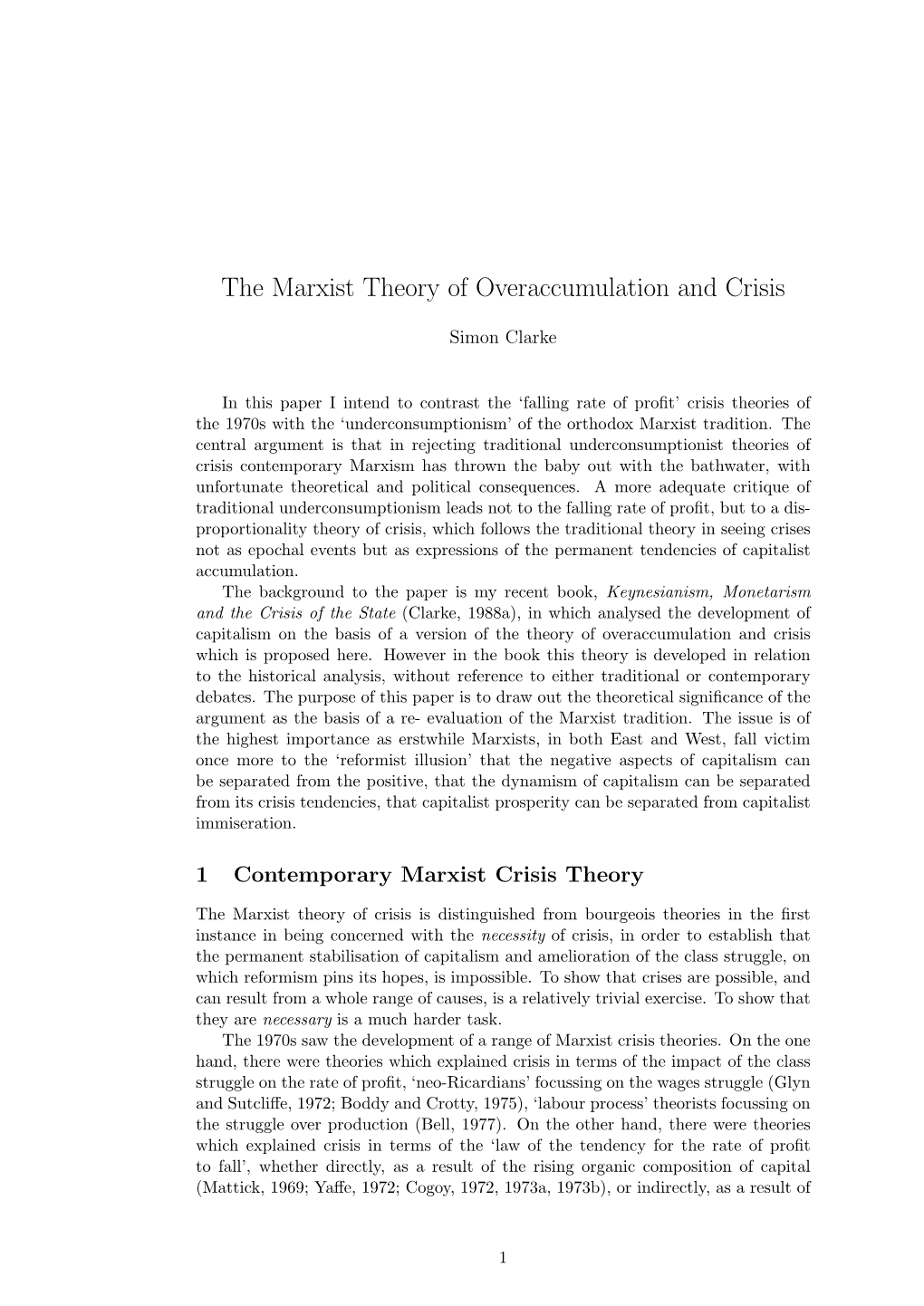 The Marxist Theory of Overaccumulation and Crisis