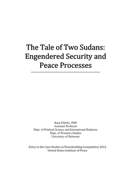 The Tale of Two Sudans: Engendered Security and Peace Processes ______