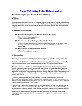 Glass Refractive Index Determination