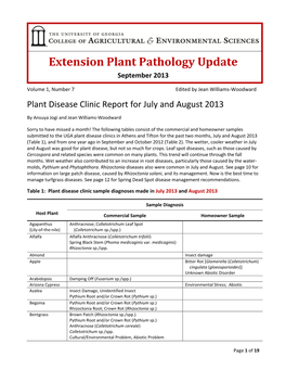 Extension Plant Pathology Update September 2013