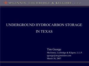 Underground Hydrocarbon Storage in Texas