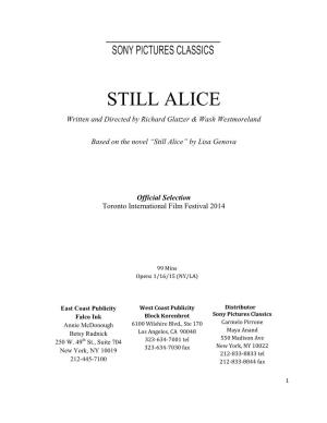 STILL ALICE Written and Directed by Richard Glatzer & Wash Westmoreland