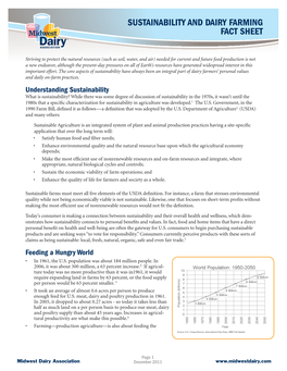 Sustainability and Dairy Farming Fact Sheet
