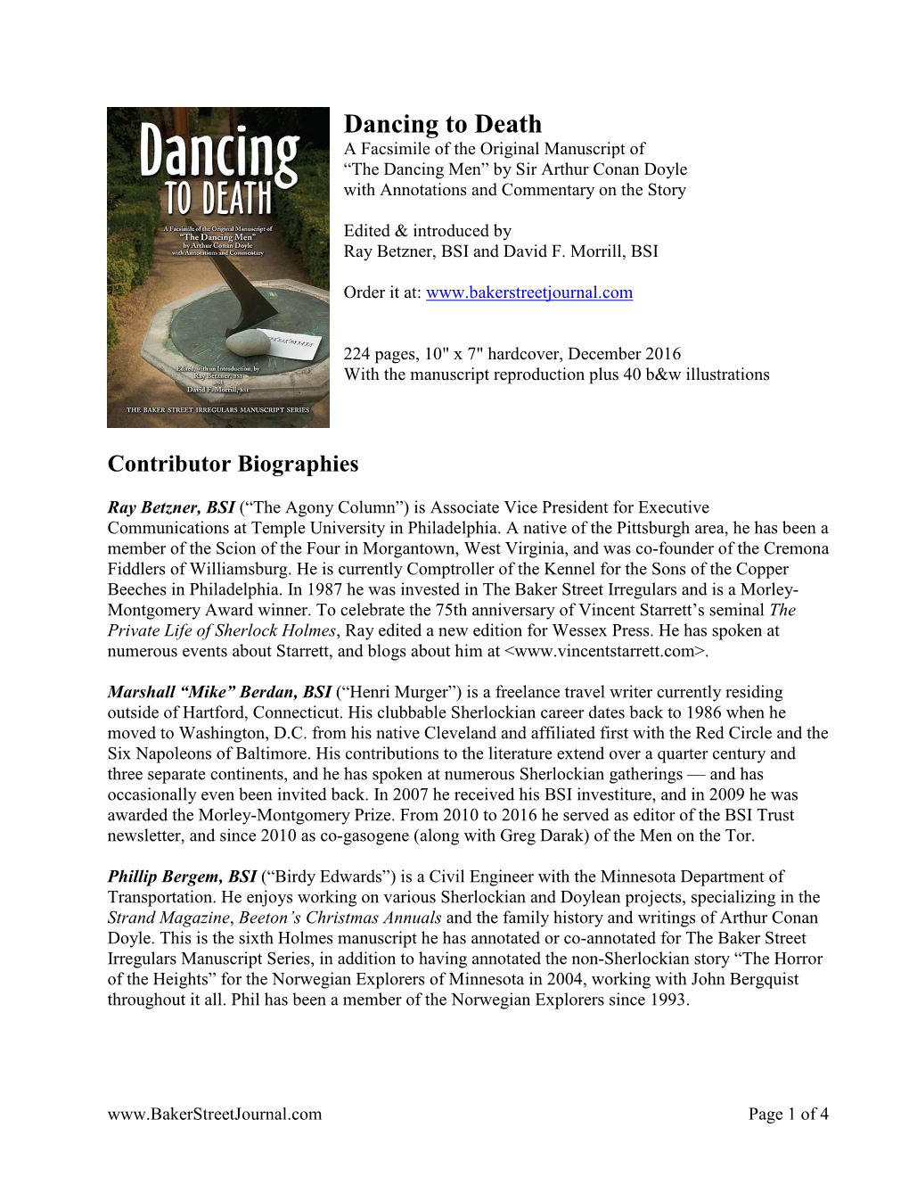 Dancing to Death Info Sheet