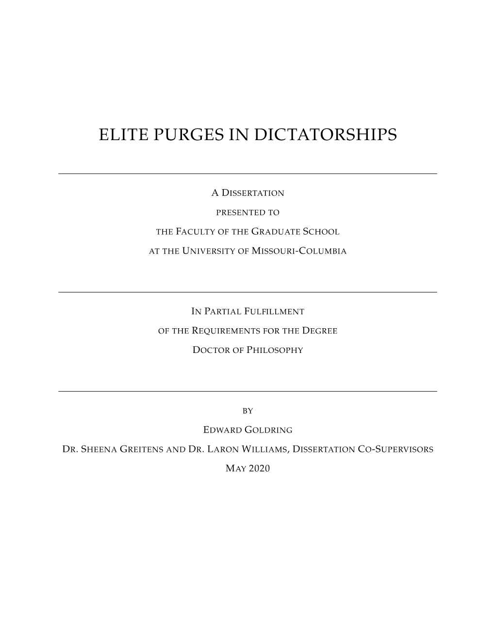 Elite Purges in Dictatorships