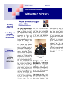 Whiteman Airport May 2020 Newsletter