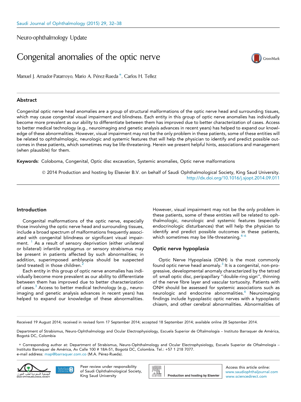Congenital Anomalies of the Optic Nerve
