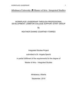 Workplace Leadership Through Professional Development: Lambton College Support Staff Group